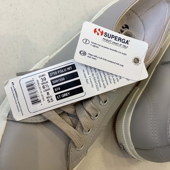 SUPERGA Italian Leather FGLU Fantasia Grey Sneakers NEW IN BOX - Picture 14 of 16
